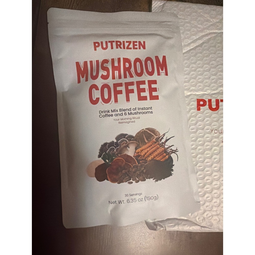 Putrizen Mushroom Coffee Instant Drink Mix Blend 6 Mushrooms 30 Servings 6.35oz